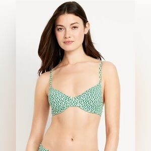 Green Wave-Print Bikini
